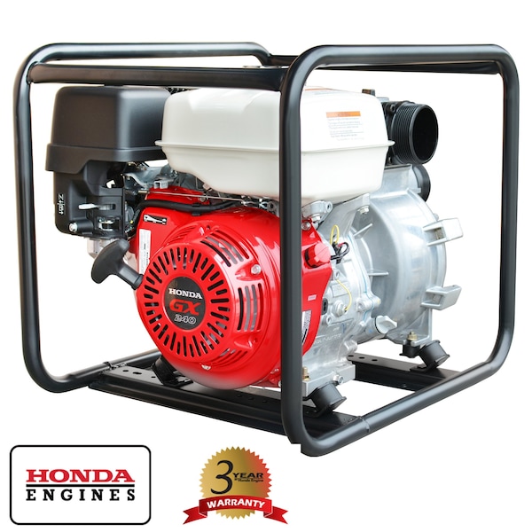 3" Industrial Duty Full Trash Water Pump Powered by 8 HP Honda Portable Utility